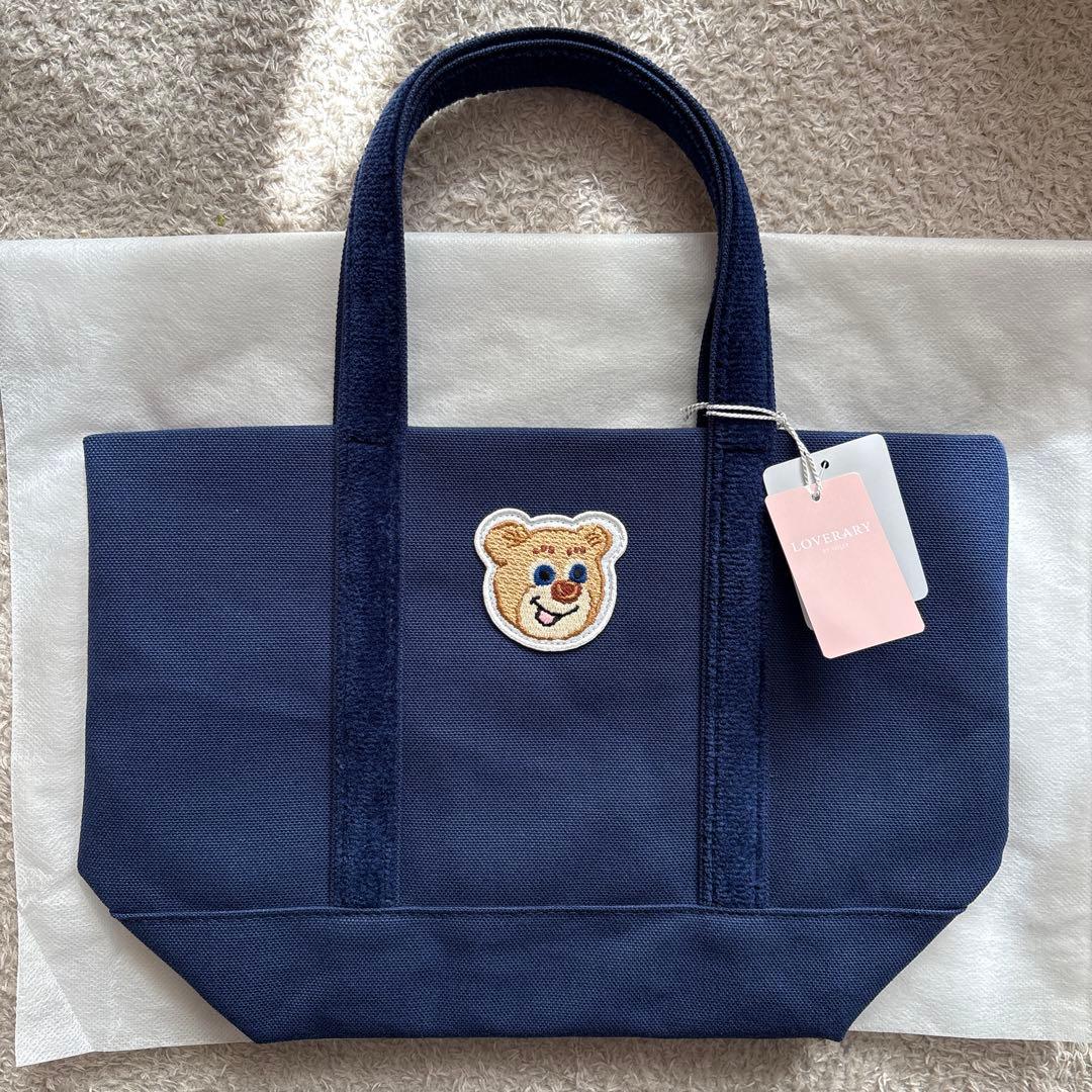 FEILER オールドテディ ワッペントートバッグ　ネイビー