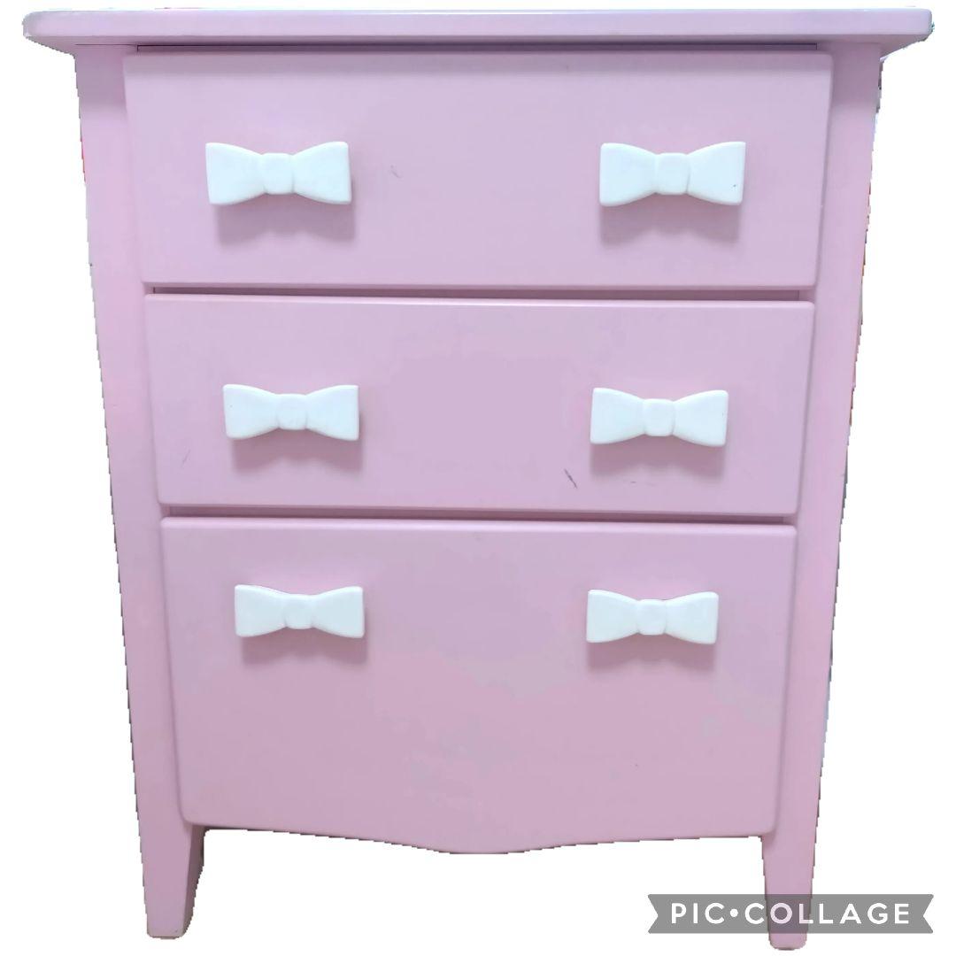 姫系　チェスト　送料込み　リボン　木製　完成品　ピンク　ロマプリ　可愛い　家具