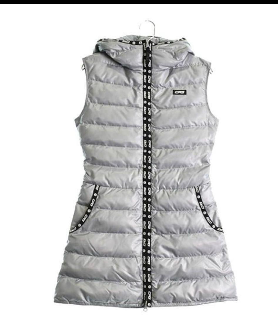 CRG フード付きシルバー ダウンベスト　ワンピース
