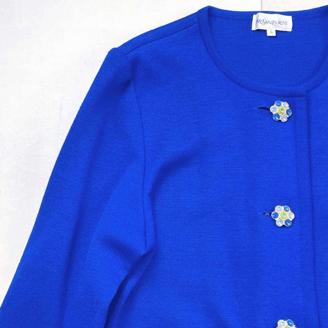 美品 サンローラン クリスタルボタン ビジュー ニットワンピース