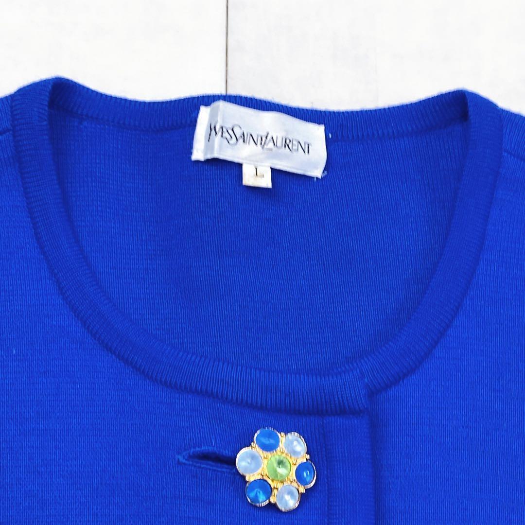 美品 サンローラン クリスタルボタン ビジュー ニットワンピース