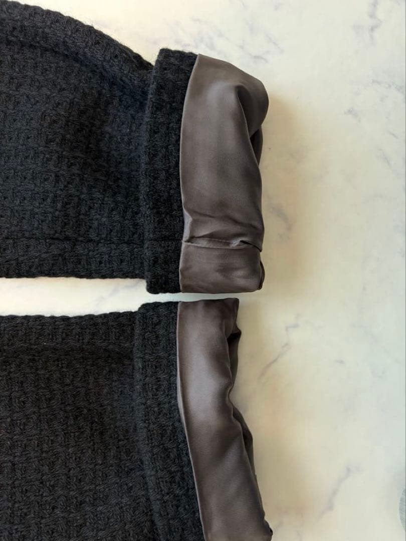 グリーンレーベルリラクシング ツイード　ノーカラージャケット 黒　金ボタン