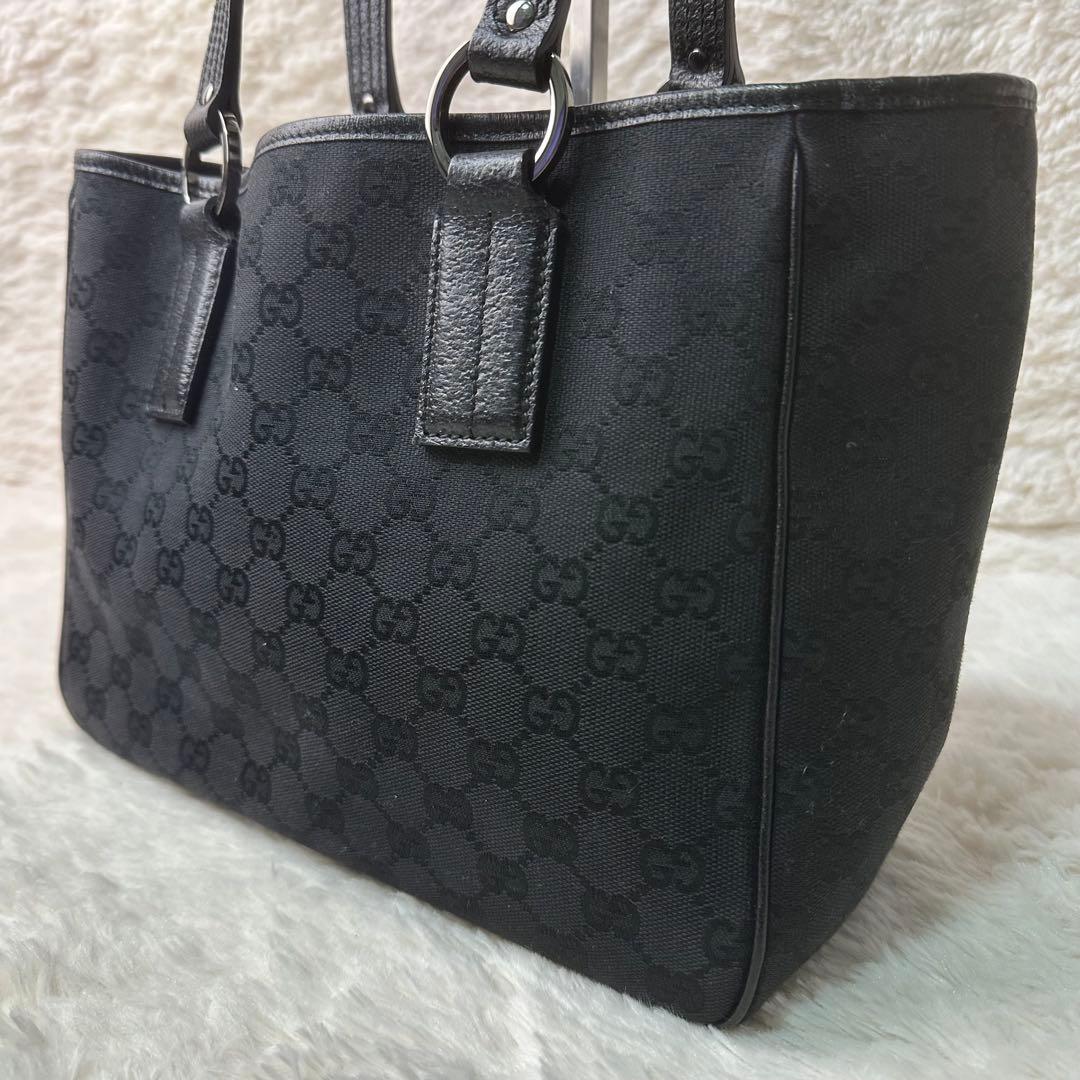 デニッシュ 様用極美品 GUCCI ブラック トートバッグ GGパターン