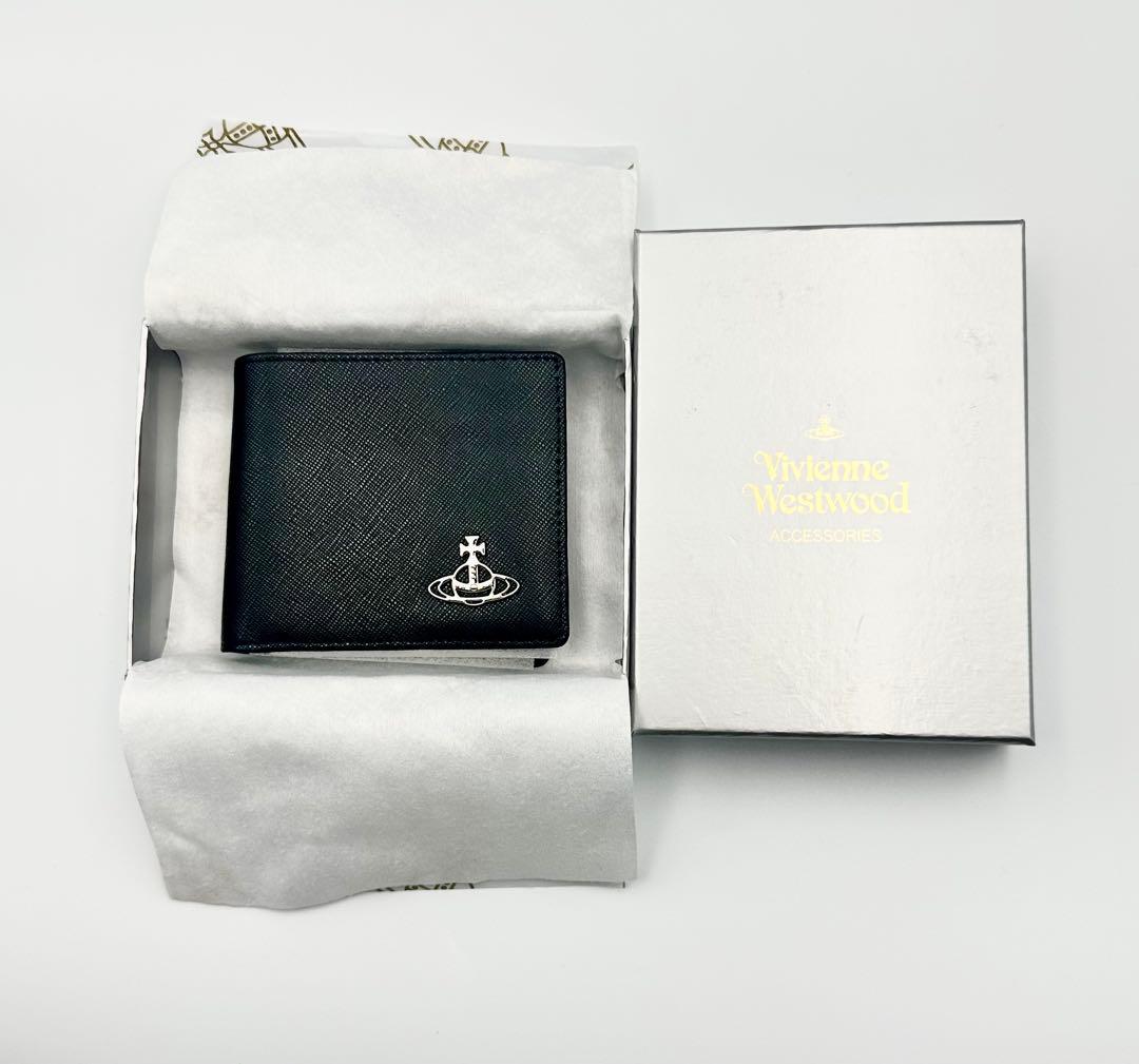 【♡新品★希少♡】 Vivienne Westwood二つ折り財布 ブラック 黒