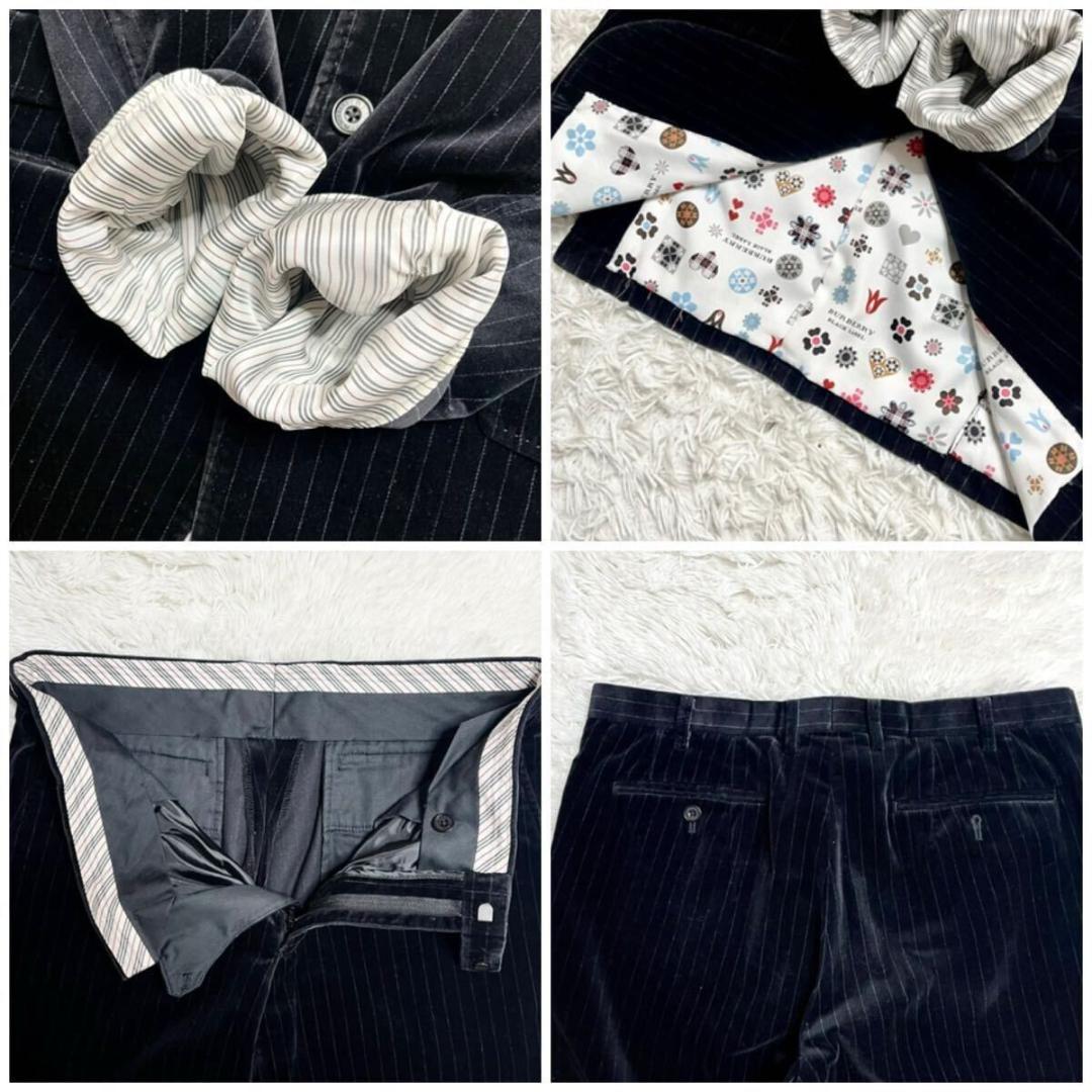 【極美品】バーバリーブラックレーベル セットアップ ベロア ベルベット 総柄