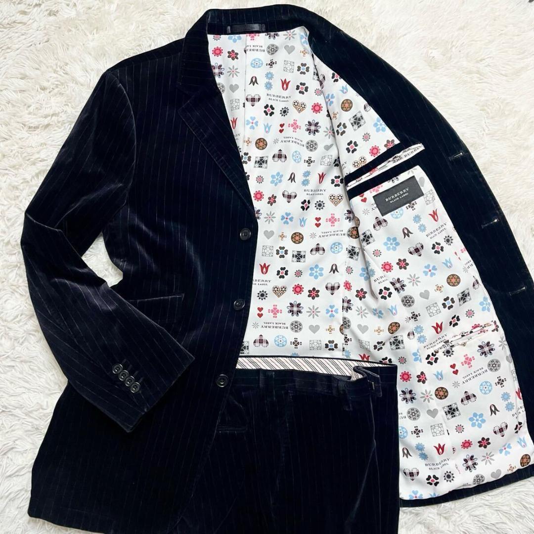 【極美品】バーバリーブラックレーベル セットアップ ベロア ベルベット 総柄