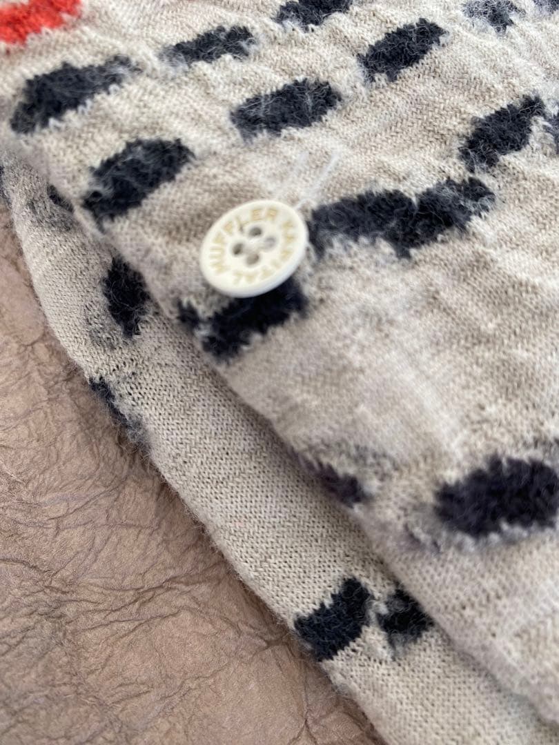 KAPITAL／キャピタル　縮絨ウール　刺し子マフラー　／ストール　　アイボリー