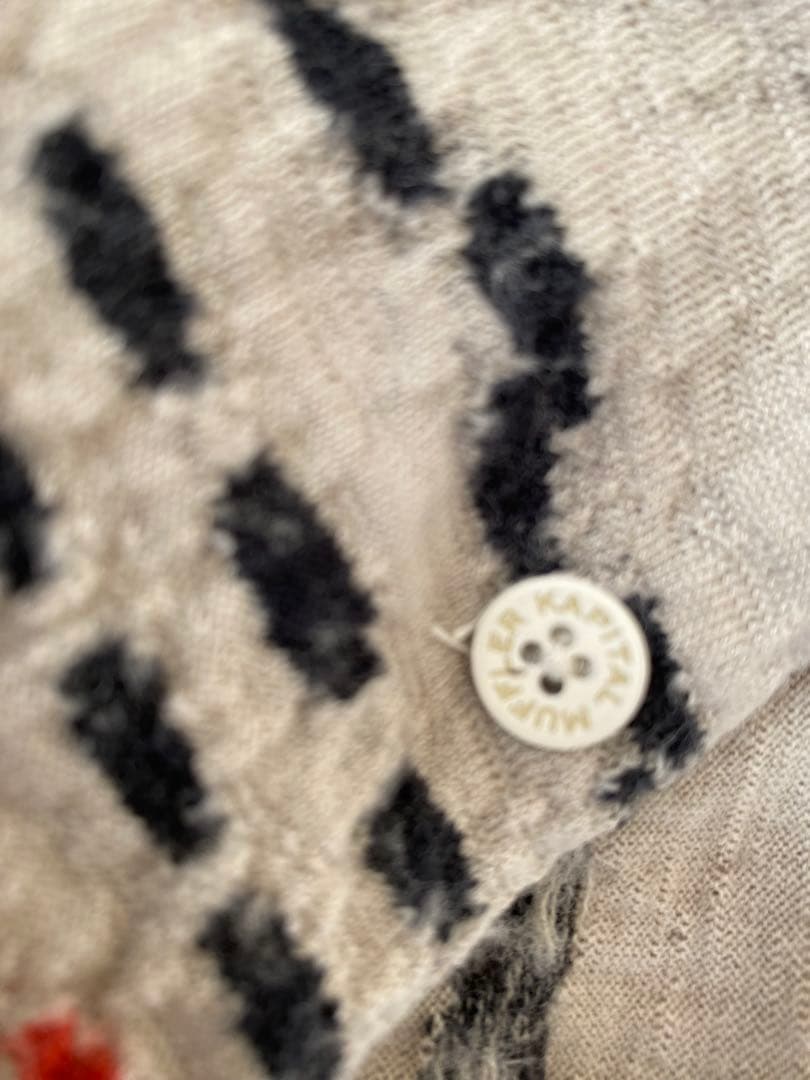 KAPITAL／キャピタル　縮絨ウール　刺し子マフラー　／ストール　　アイボリー