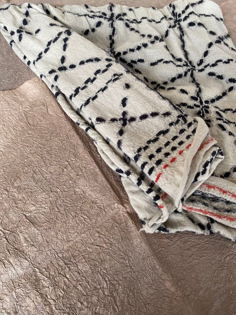 KAPITAL／キャピタル　縮絨ウール　刺し子マフラー　／ストール　　アイボリー