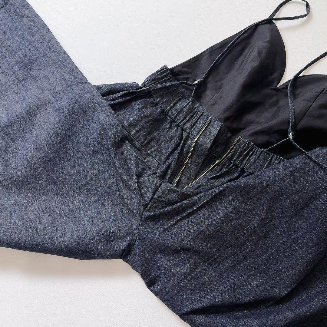 未使用級ꕥイウエンマトフ ドラマ 松本若菜さん着用 デニムビスチェサロペット