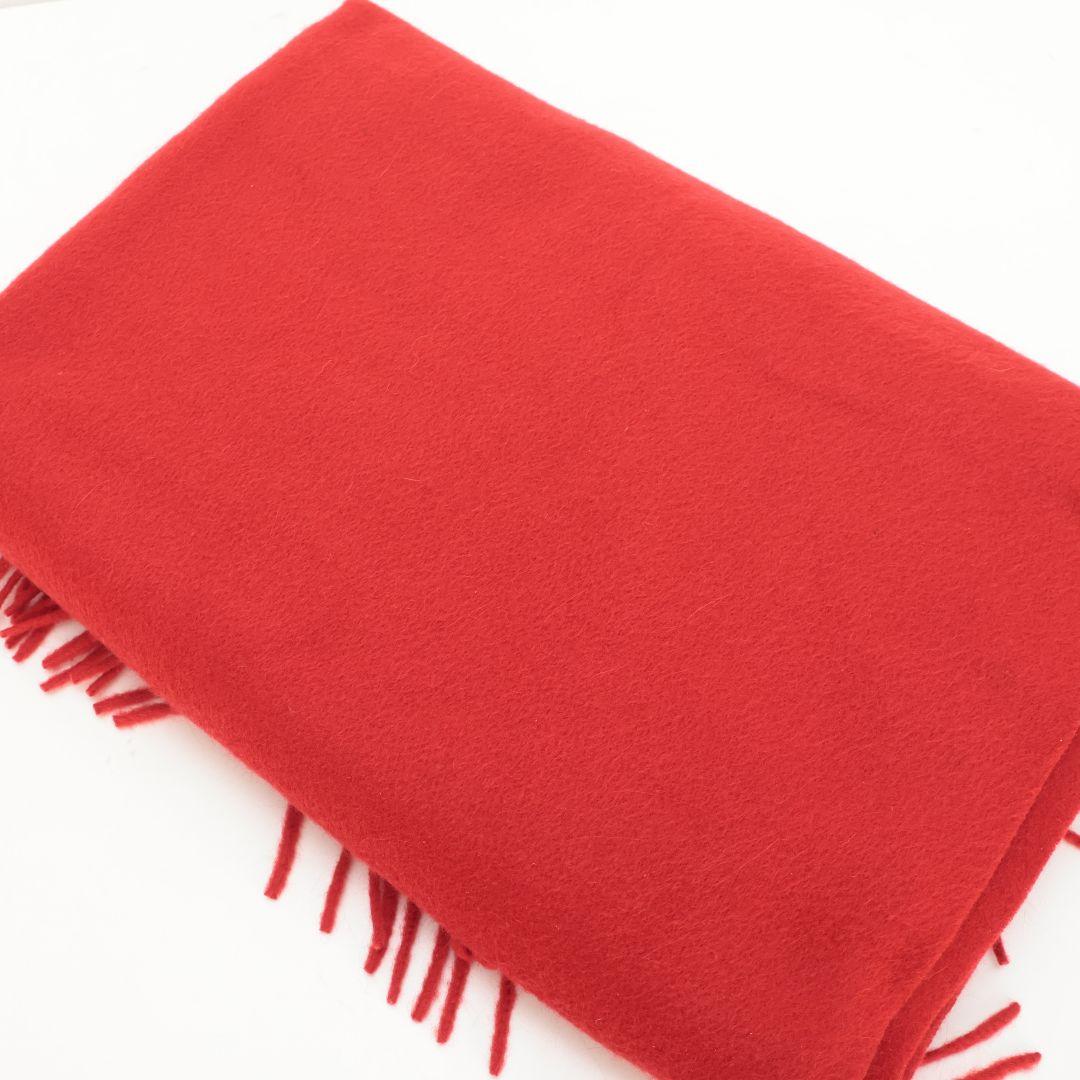 大判190×73 美品 ロロピアーナ 赤い カシミヤ マフラー フリンジ付き
