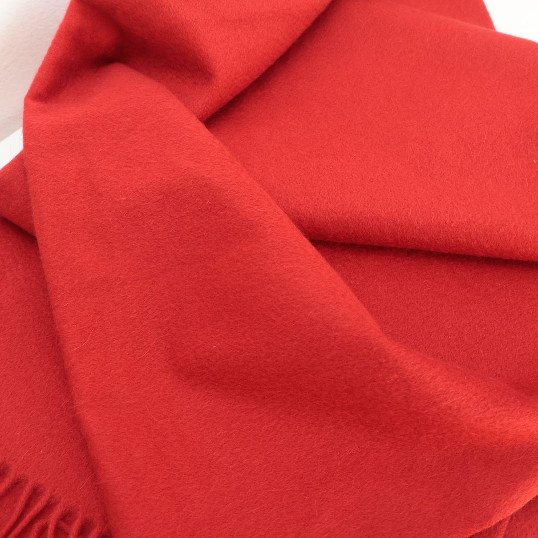 大判190×73 美品 ロロピアーナ 赤い カシミヤ マフラー フリンジ付き