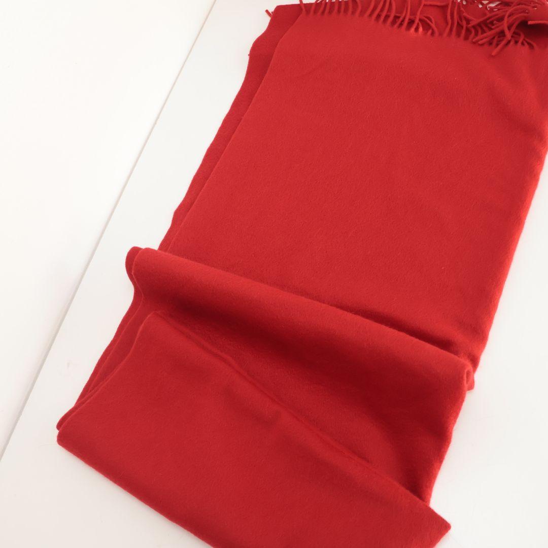 大判190×73 美品 ロロピアーナ 赤い カシミヤ マフラー フリンジ付き