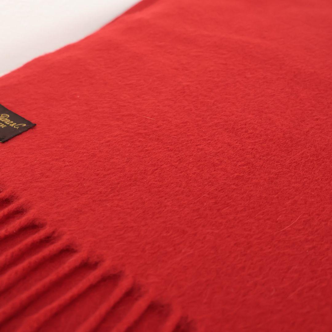 大判190×73 美品 ロロピアーナ 赤い カシミヤ マフラー フリンジ付き