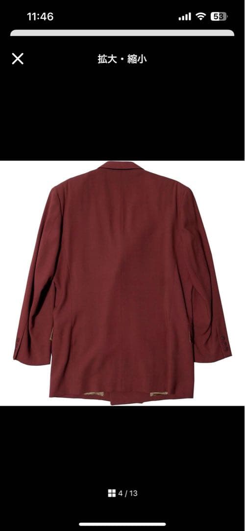 80s-90s VINTAGE バーガンディ スーツ M/M 赤　ダブルスーツ