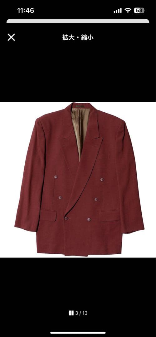 80s-90s VINTAGE バーガンディ スーツ M/M 赤　ダブルスーツ