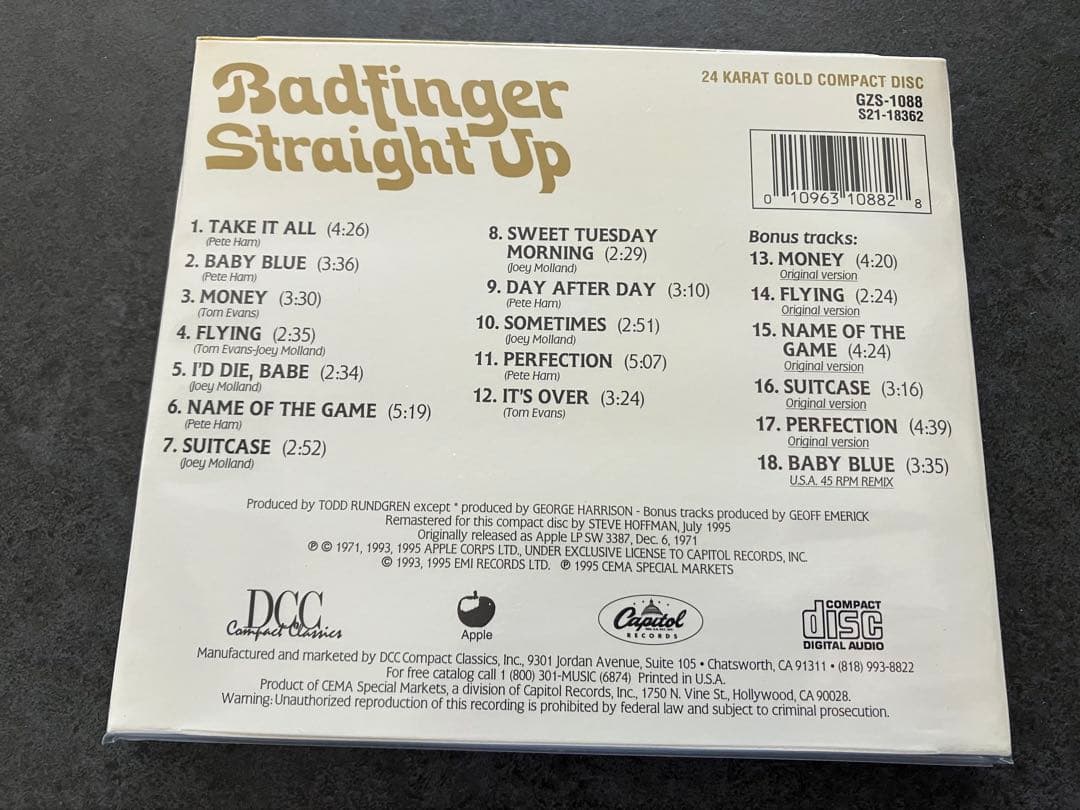 洋楽 Badfinger Straight Up 24K Gold Disc