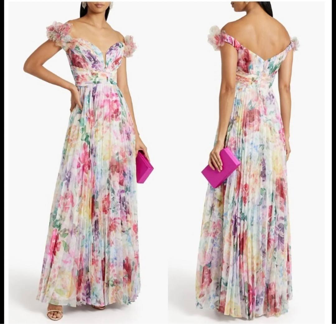 みさみさ様Marchesa Notte 花柄オフショルダー ロングドレス2サイズ