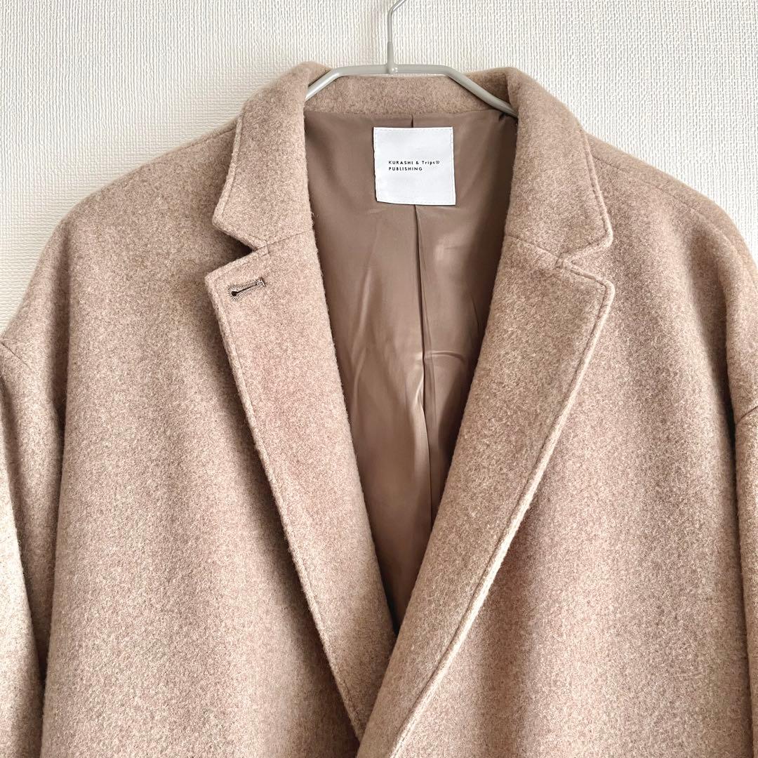 北欧暮らしの道具店　3WAYアレンジ襟のかろやかチェスターコート　ブラウン