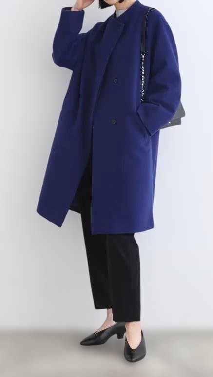 【INDIVI 】ウールコート 36 青　定価52,910円