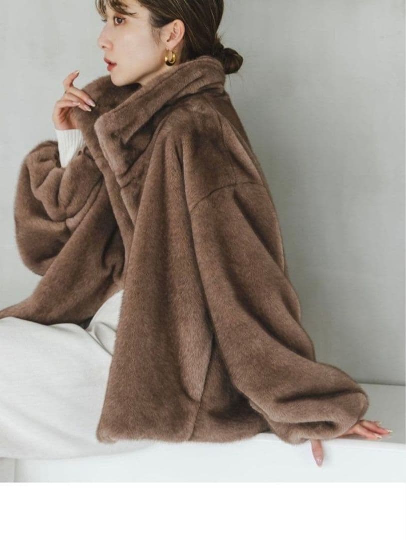 NOBLE エコファースタンドカラーミドルブルゾン