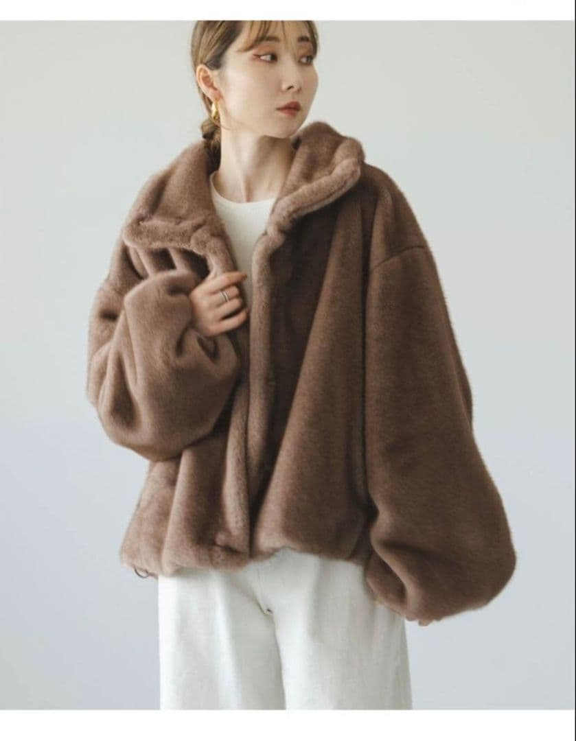 NOBLE エコファースタンドカラーミドルブルゾン