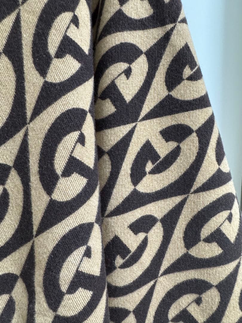 【グッチ】Gucci　Gランバス ウール コットン ポンチョ ブラウン