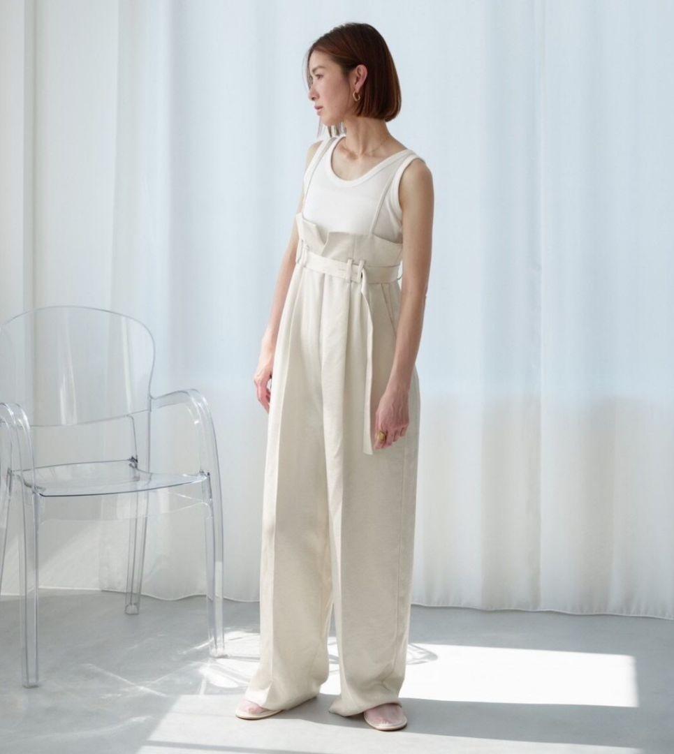 新品未使用roughlow satin wide salopette ivory