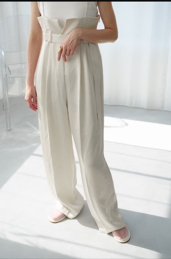 新品未使用roughlow satin wide salopette ivory