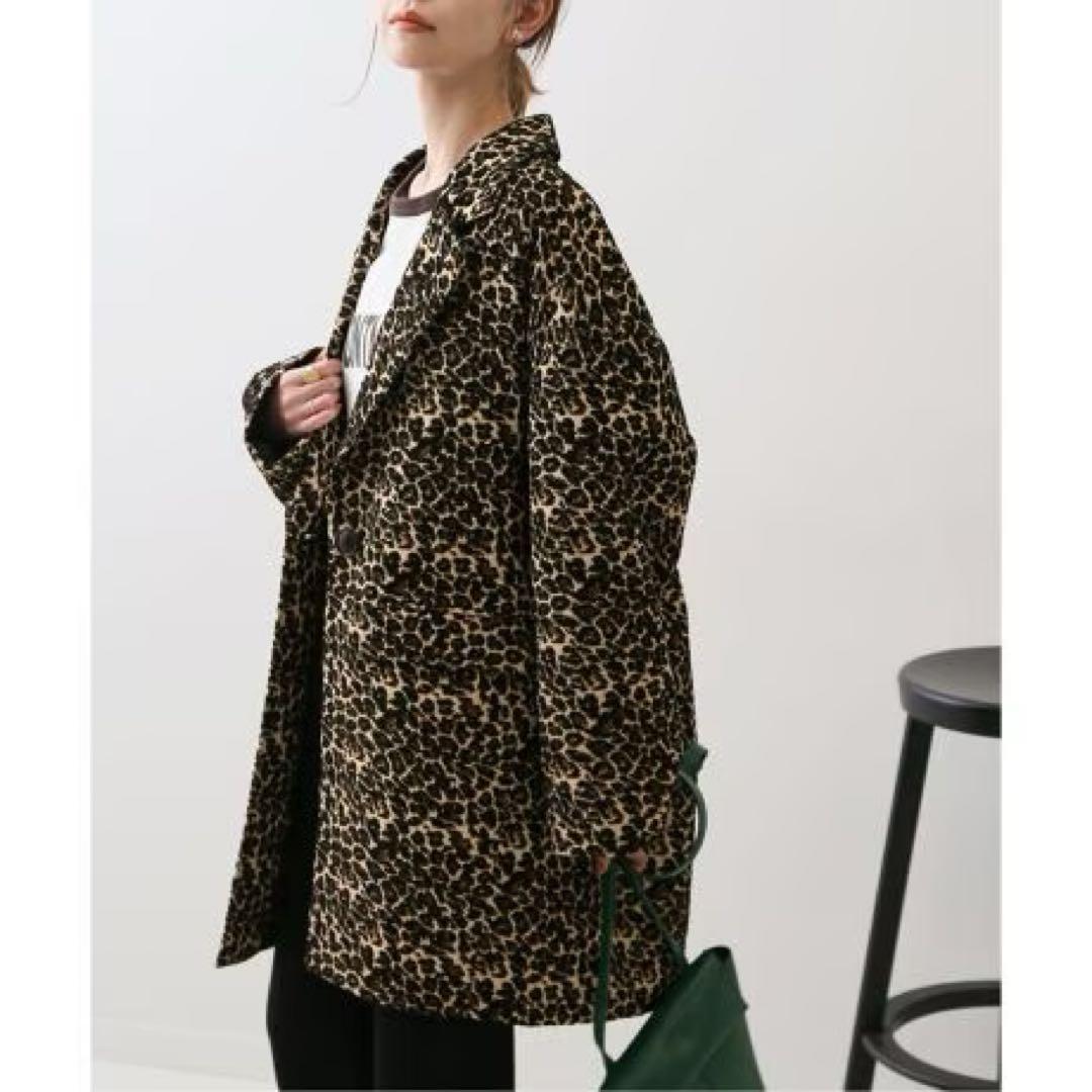 新品 スローブイエナ SLOBE IENAレオパードジャガードコクーンコート