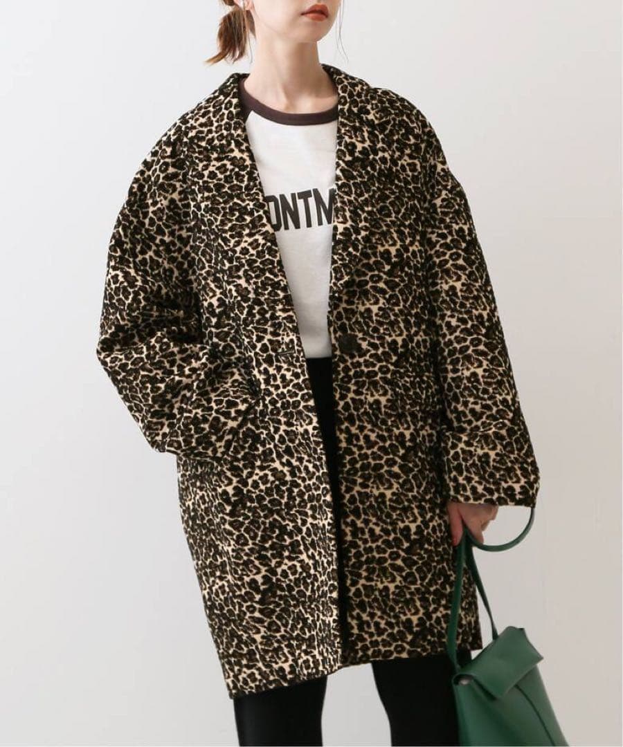 新品 スローブイエナ SLOBE IENAレオパードジャガードコクーンコート