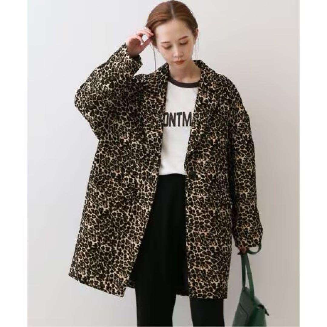 新品 スローブイエナ SLOBE IENAレオパードジャガードコクーンコート