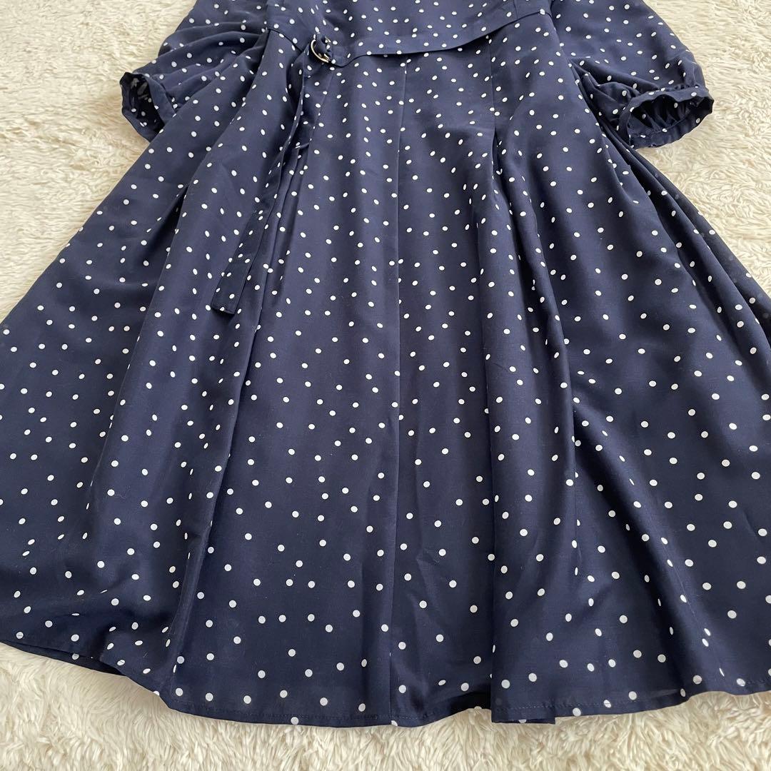 極美品　組曲　洗えるドットワンピース　ベルト　ウォッシャブル　近年モデル