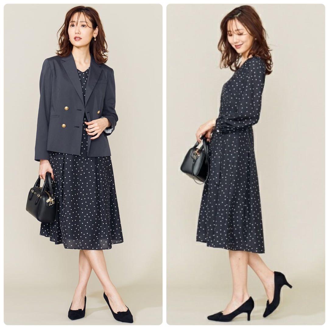 極美品　組曲　洗えるドットワンピース　ベルト　ウォッシャブル　近年モデル