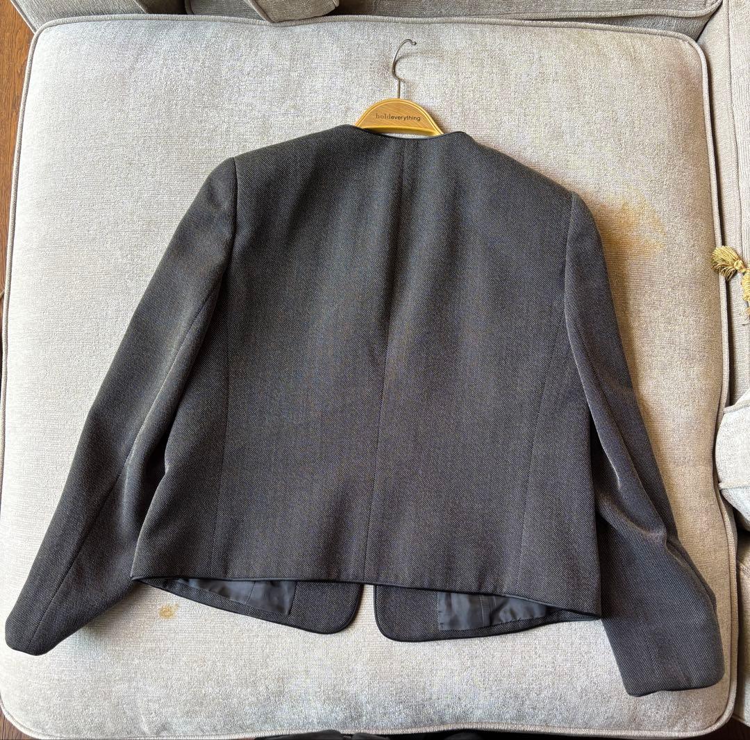 Giorgio Armani ノーカラージャケット 46 ダークグレー