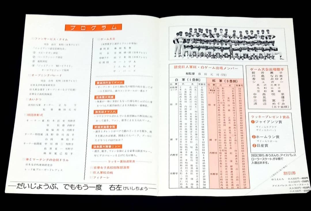 読売ジャイアンツ ファン感謝デー プロ野球 大運動会 フライヤー チラシ