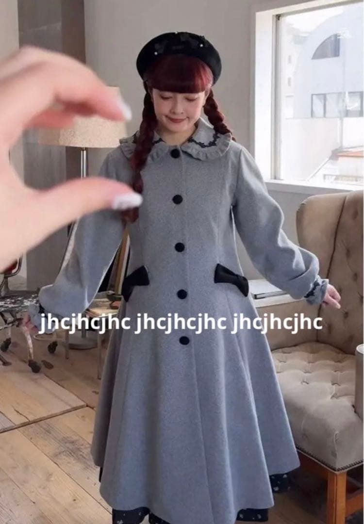 m♡petit 青木美沙子 しまみさ　ロングコート　LL グレー　しまむら