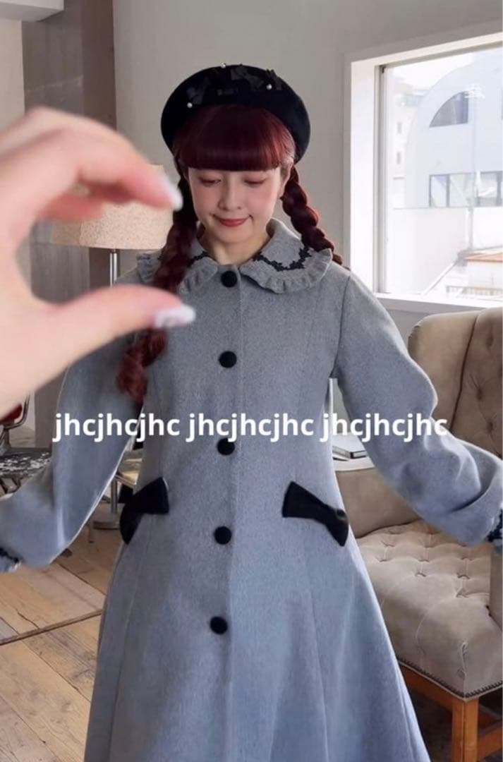 m♡petit 青木美沙子 しまみさ　ロングコート　LL グレー　しまむら