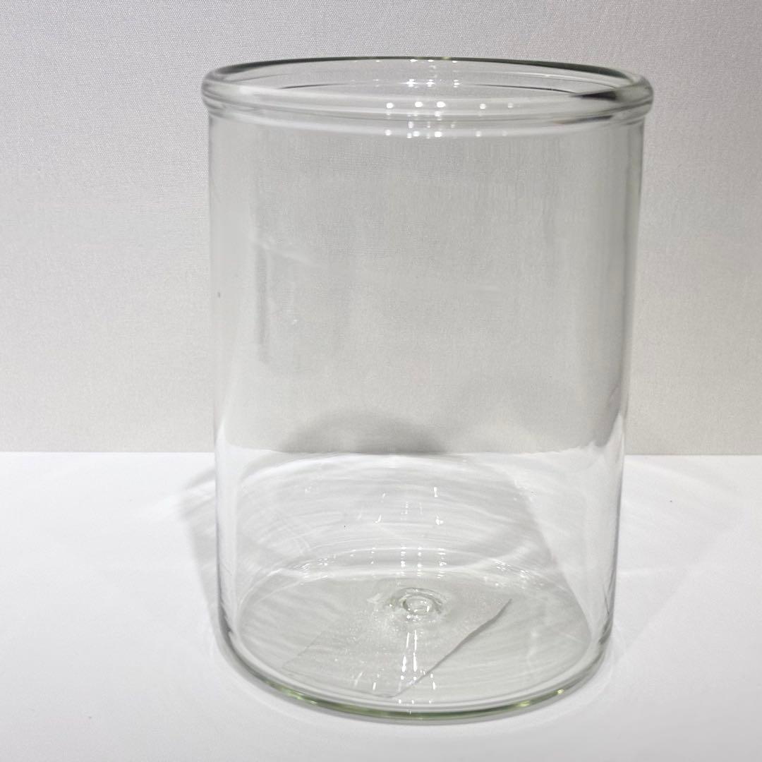 Kumono★新品・未使用品！翁再生硝子工房 白いフタのコクモツポット