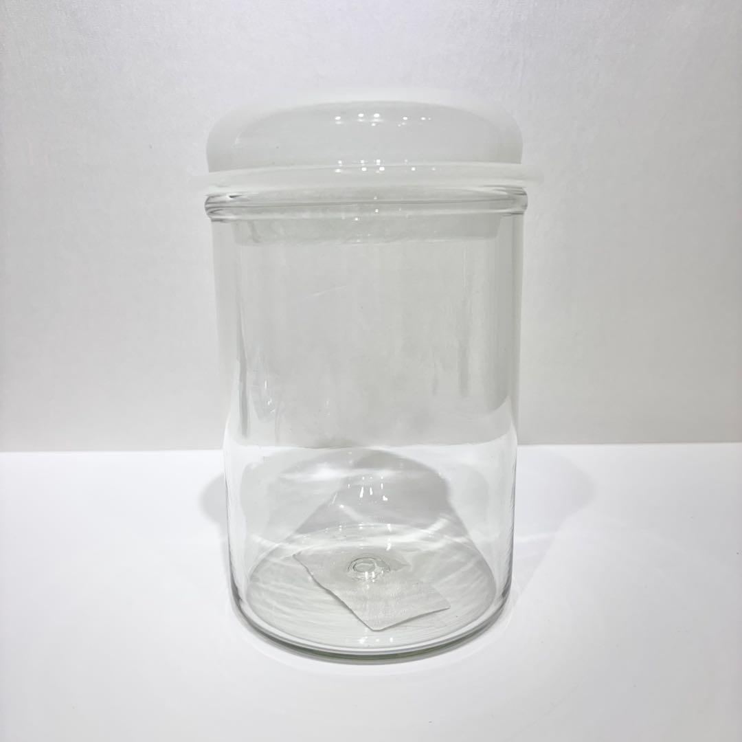 Kumono★新品・未使用品！翁再生硝子工房 白いフタのコクモツポット