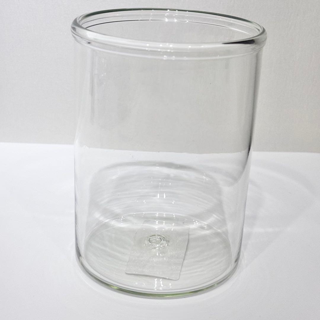 Kumono★新品・未使用品！翁再生硝子工房 白いフタのコクモツポット