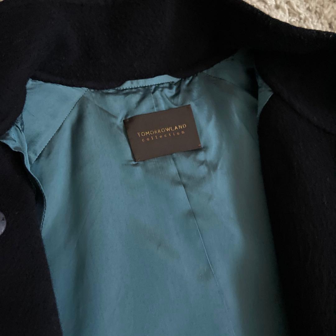 【トゥモローランド 】スーパーダブルフェイスベルテッドコート ネイビー34