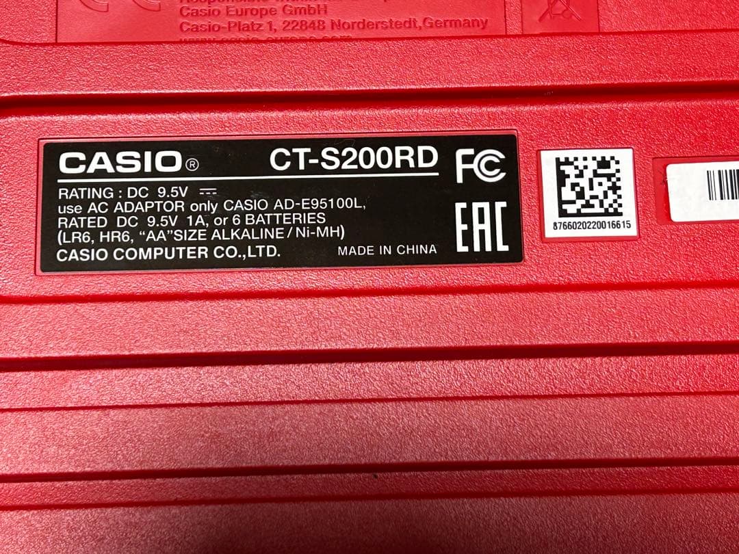 カシオトーン2022年製【CASIO CT-S200キーボード赤61鍵盤】電池付
