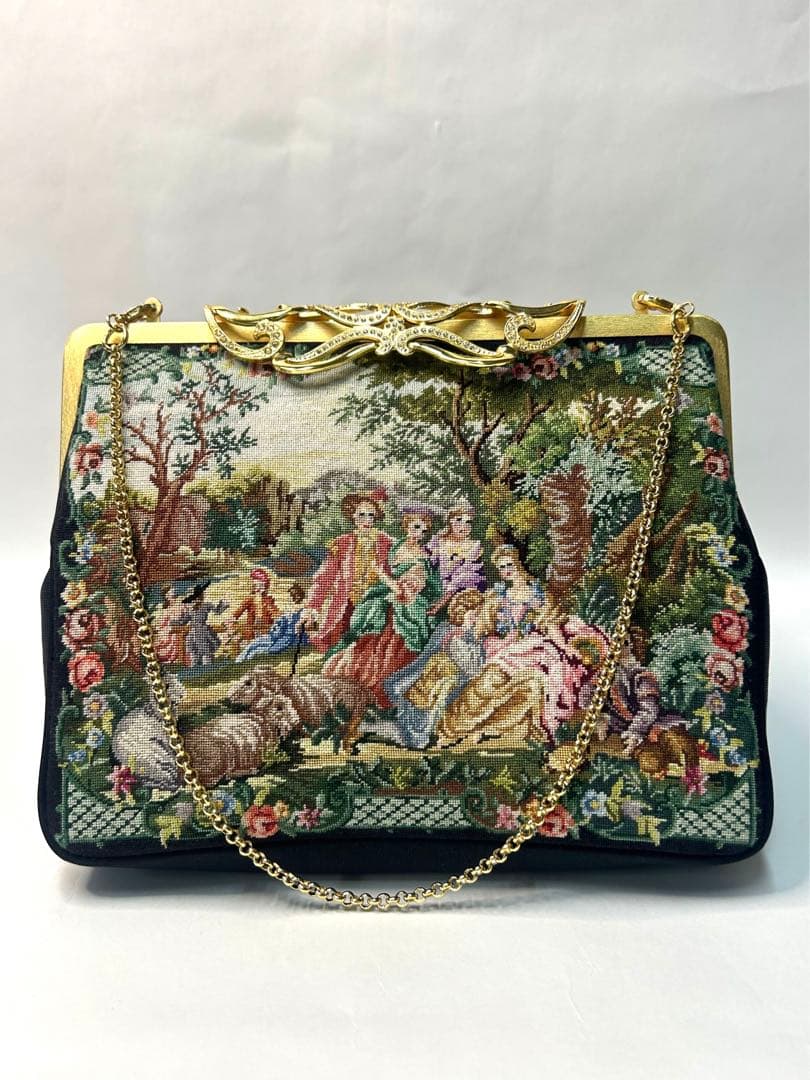 新品未使用　プチポアン刺繍　パーティーバック　　語らい