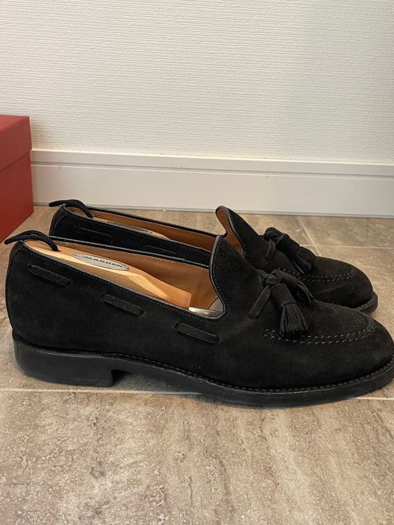 箱付　ブラック スエード タッセルローファー