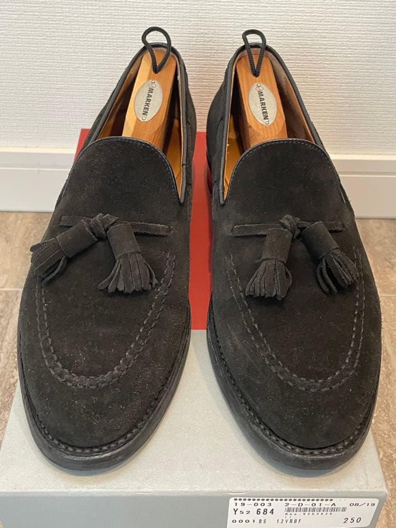 箱付　ブラック スエード タッセルローファー
