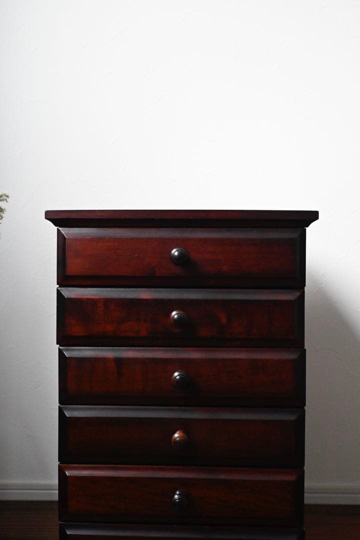 直接引取り可　民芸家具　ダークブラウン6段チェスト
