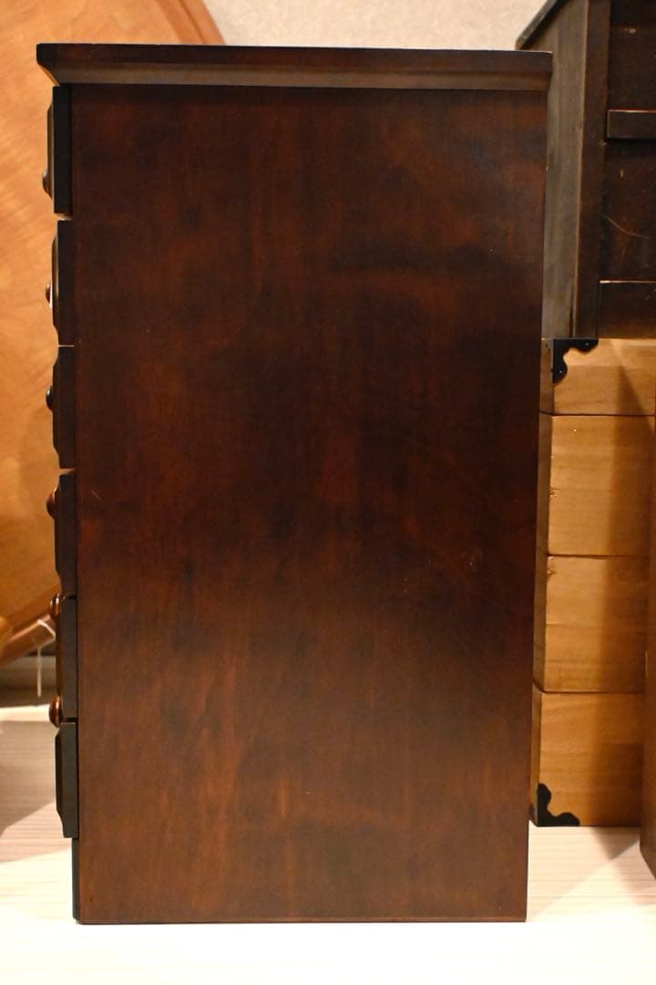 直接引取り可　民芸家具　ダークブラウン6段チェスト