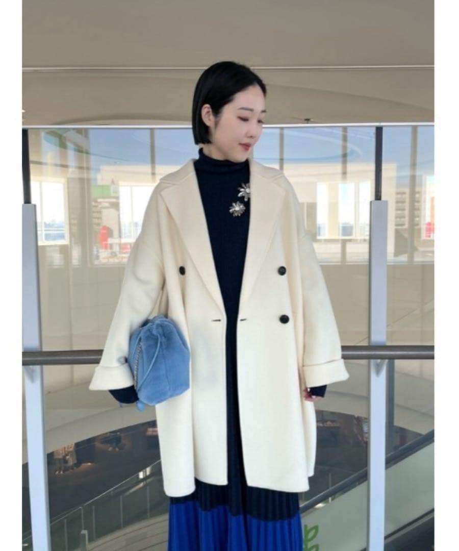 【新品タグ付】ミラオーウェン/ワイドシルエットダブルブレストコート