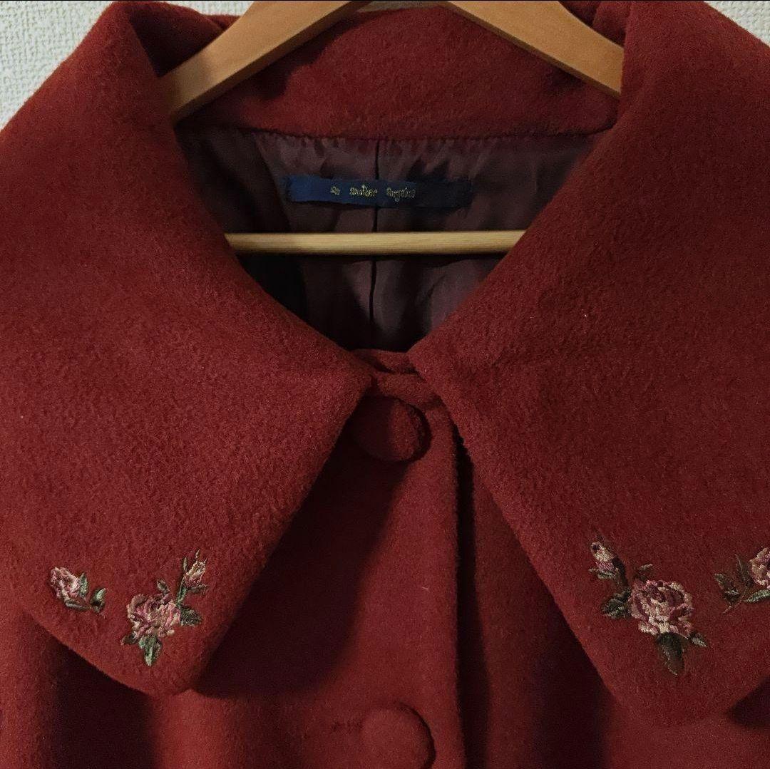 ローズ刺繍ビッグカラーオーバーコート/an another angelus